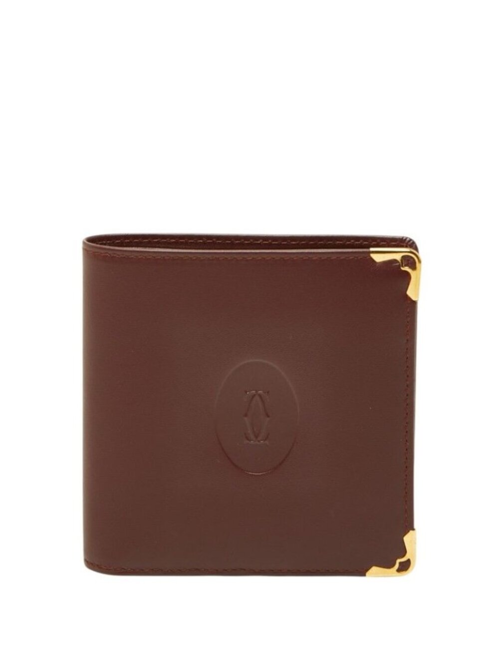 Cartier Must Line Bifold Wallet Bordeaux Wine Red Leather